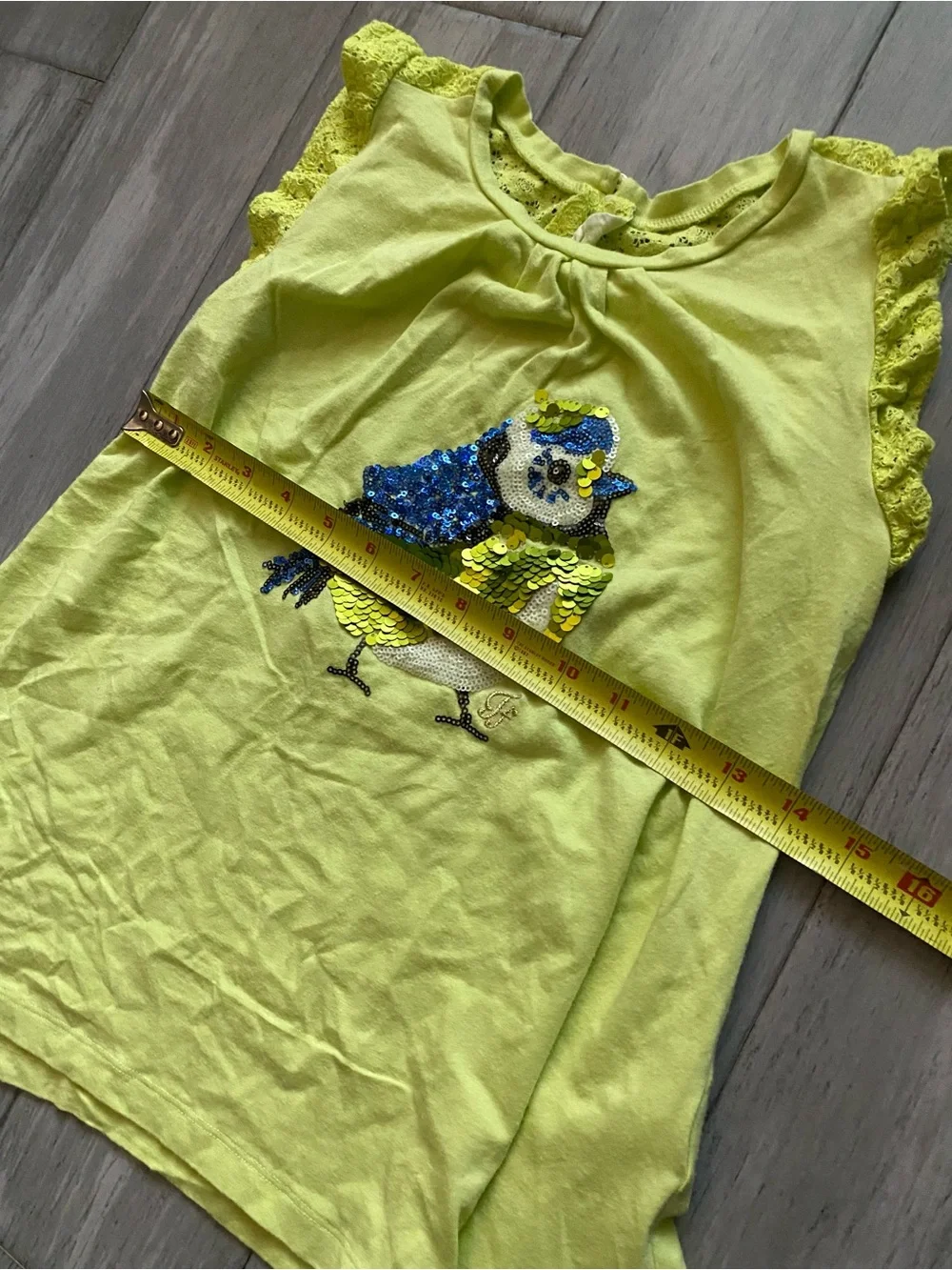 Bright Lime Green Sequin Bird Tank Top